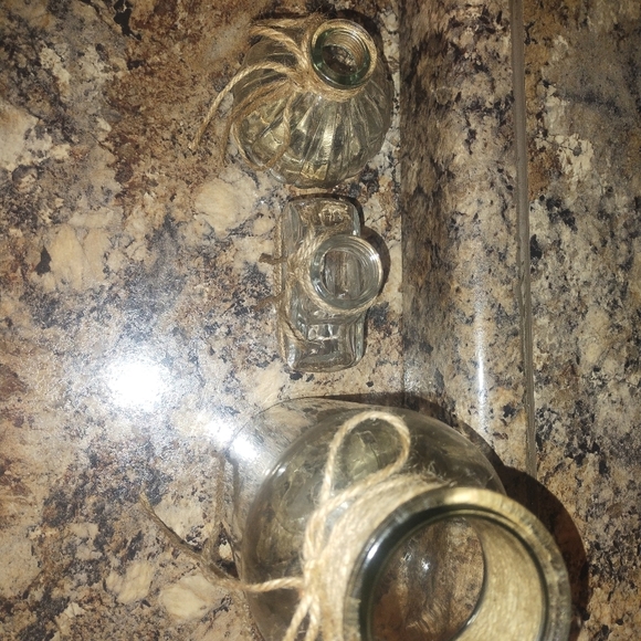 Rustic Boho Sheek Glass Vase Set with Twine Accents. Three Varieties All New - Picture 4 of 10